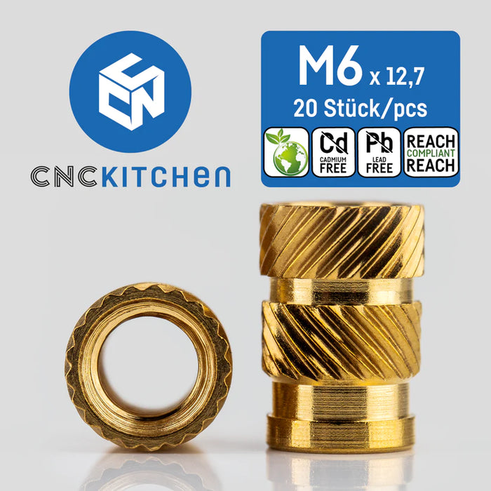20 inserts M6x12.7 mm CNC Kitchen pour impression 3D