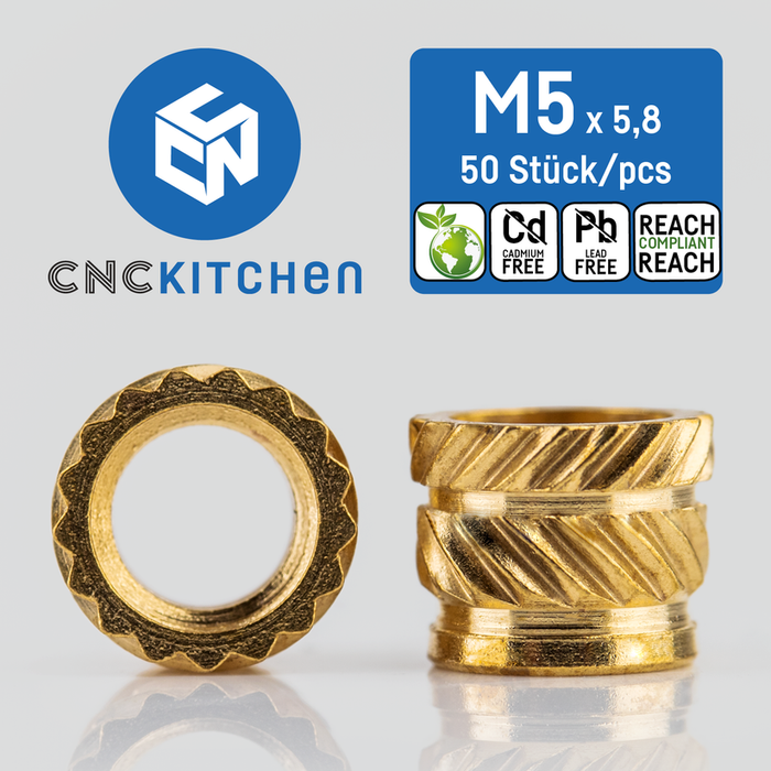 50 inserts M5x5.8 mm CNC Kitchen pour impression 3D