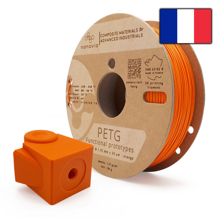 Filament PETG Nanovia Orange - 1.75mm 750g extrudé en France
