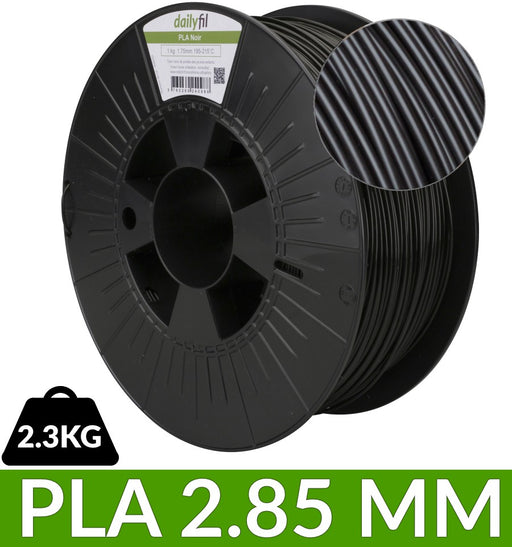 Bobine 2.3 kg PLA noir 2.85 mm dailyfil
