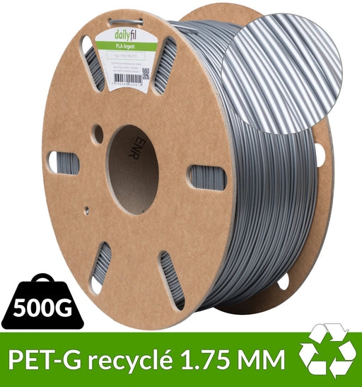 Bobine PETG recyclé Argent 1.75 mm - 500g dailyfil