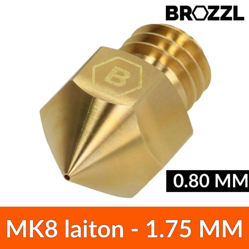 Brozzl Buse 1.75 mm MK8 Laiton - 0.80 mm