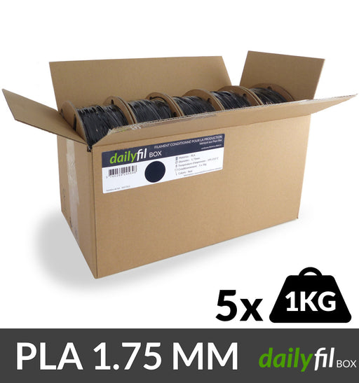 Dailyfil BOX : 5 bobines PLA noir 1.75 mm 1kg dailyfil