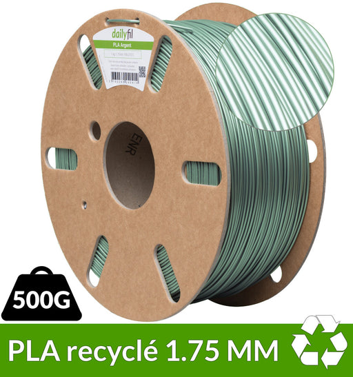 Fil recyclé dailyfil : PLA argent 1.75 mm 500g