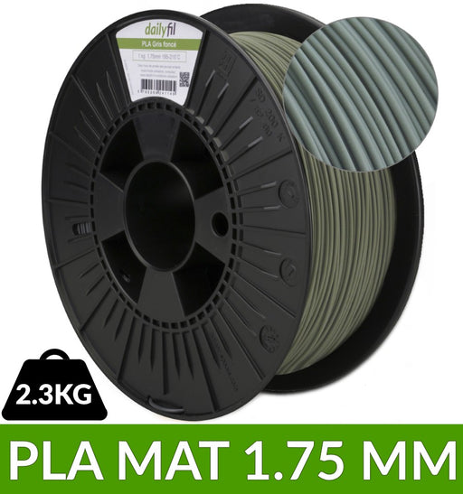 Filament PLA Mat gris foncé olive 1.75 mm 2.3kg - dailyfil
