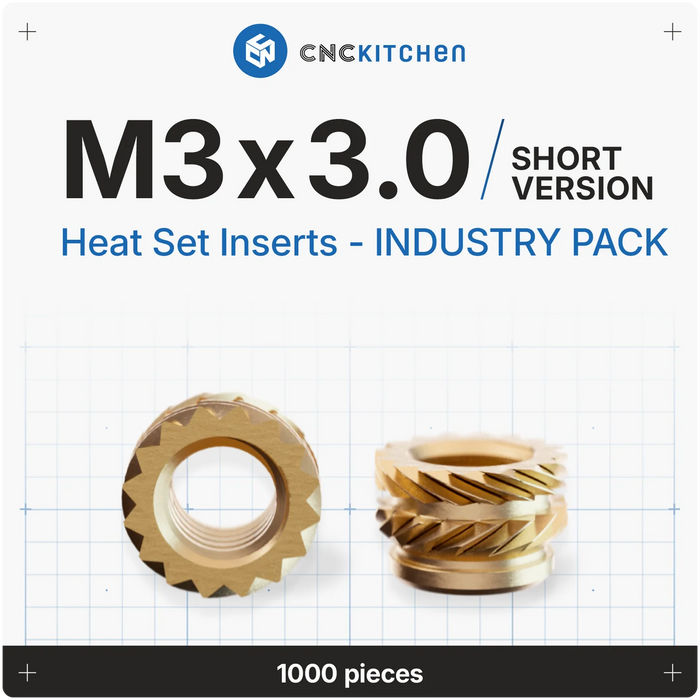 1000 inserts M3x3.0 mm Short - CNC Kitchen "Industry Pack"