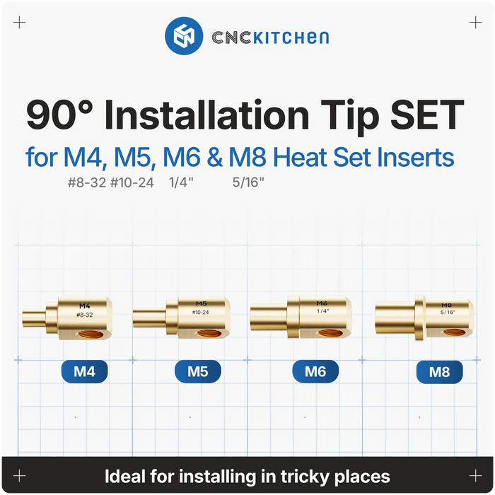 Adaptateurs Installation 90° pour inserts M3, M4, M5, M6, M8 - CNC Kitchen