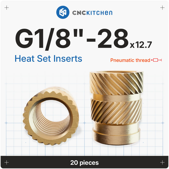 20 inserts G1/8”-28 x 12.7 CNCKitchen - Spécial pas pneumatique