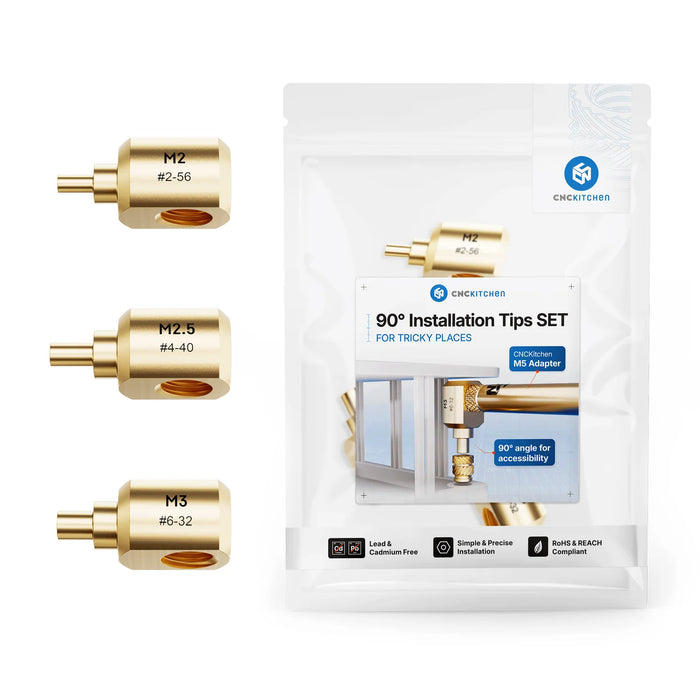 Adaptateurs Installation 90° pour inserts M2, M2.5, M3 - CNC Kitchen