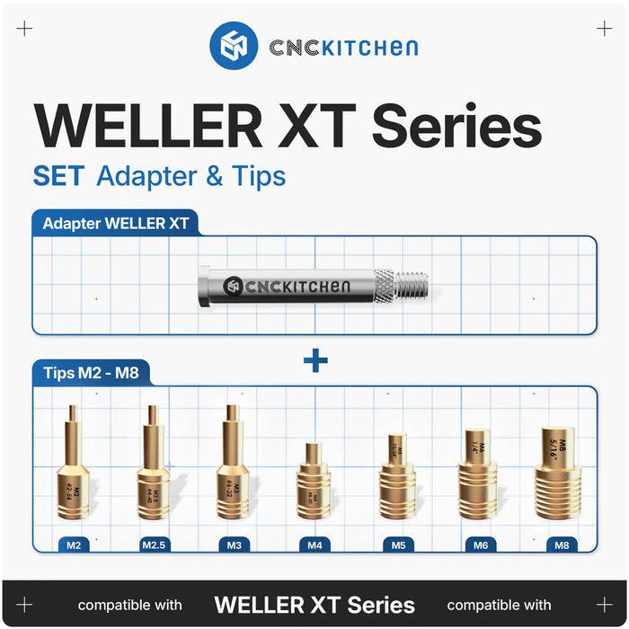 Pack Embouts + Adaptateur  pour insert M2-M8 Compatible Weller XT