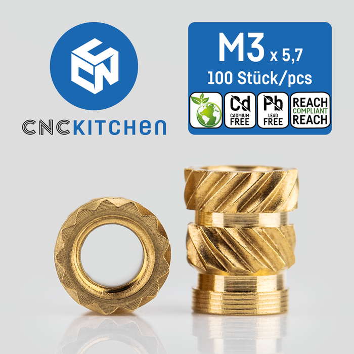 Lot 100 inserts M3x5.7 mm CNC Kitchen pour impression 3D