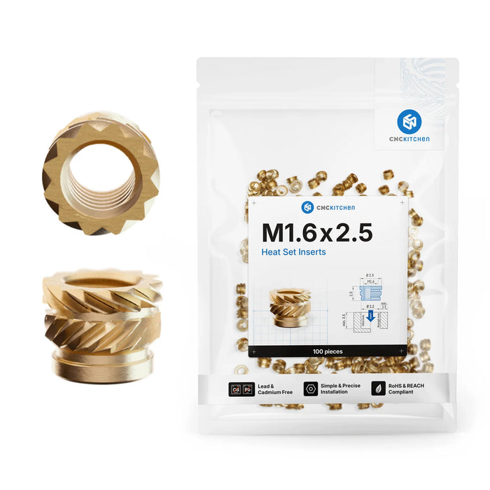 100 inserts M1.6x2.5 mm CNC Kitchen pour impression 3D