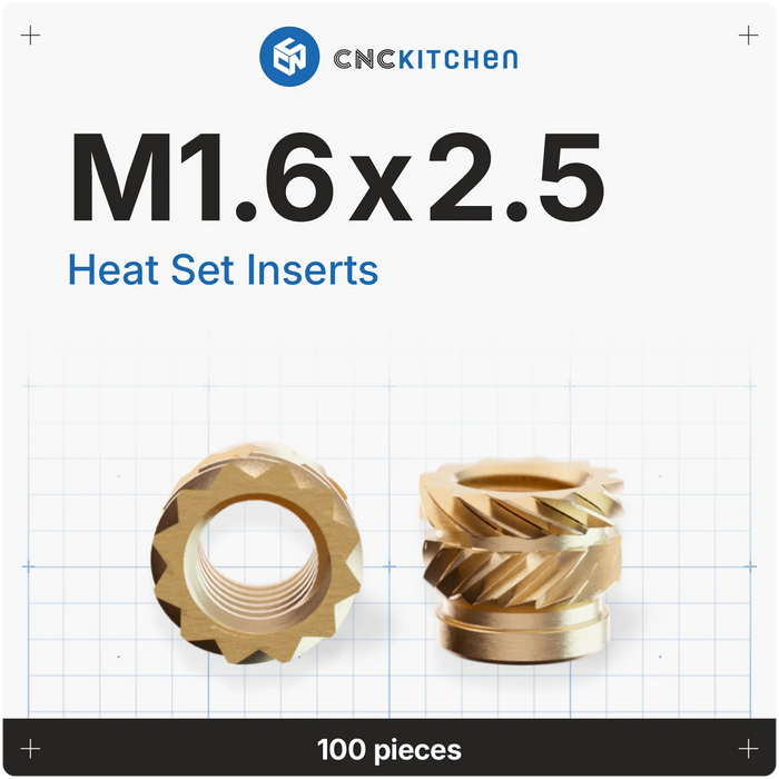 100 inserts M1.6x2.5 mm CNC Kitchen pour impression 3D