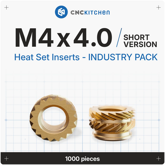 Lot 1000 inserts M4x4.0 mm CNC Kitchen 'Industry Pack'