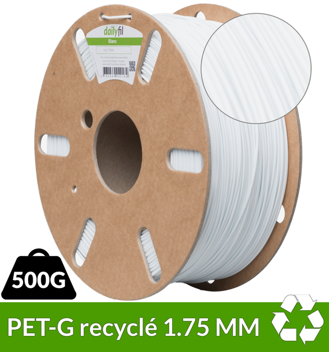 Filament recyclé : PETG dailyfil blanc grès - 1.75 mm 500g