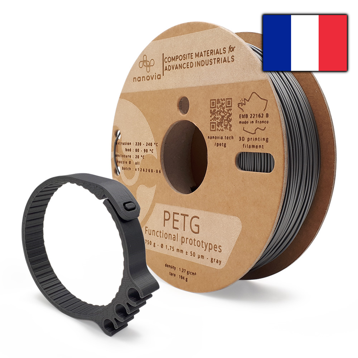 PETG Nanovia gris 1.75mm 750g - Fabriqué en France
