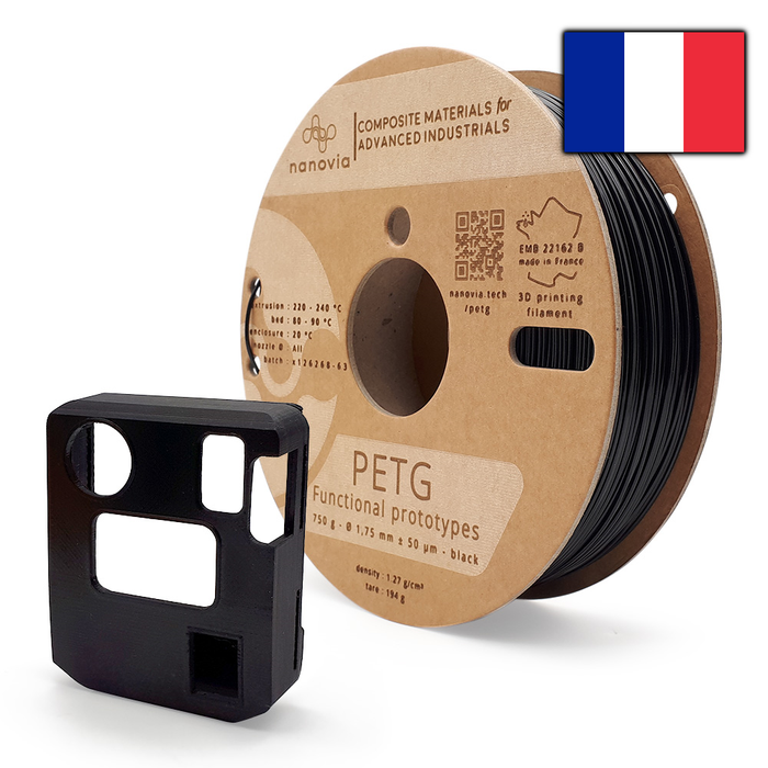 Filament PETG Nanovia Noir 1.75mm 750g - Fabrication française