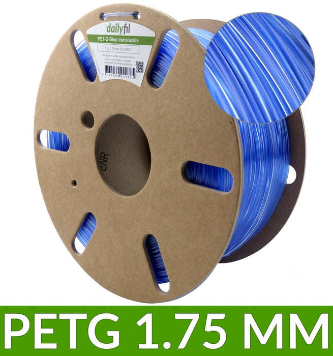 Bobine PET-G dailyfil Bleu Translucide - 1kg 1.75 mm