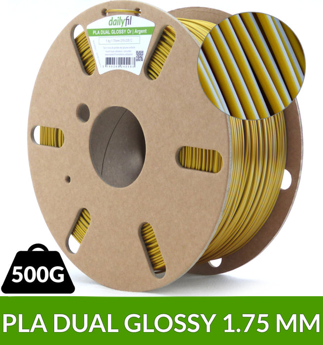 Bobine PLA DUAL GLOSSY dailyfil 1.75 mm 0.5 kg : Or