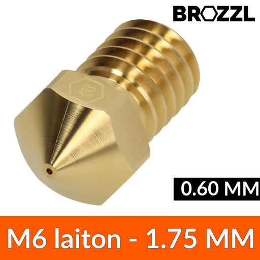 BROZZL RepRap Buse M6 Brass 0.6mm - 1.75mm