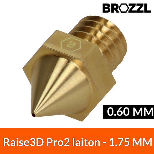 Buse 1.75 mm BROZZL pour Raise3D Pro2 laiton - 0,6mm