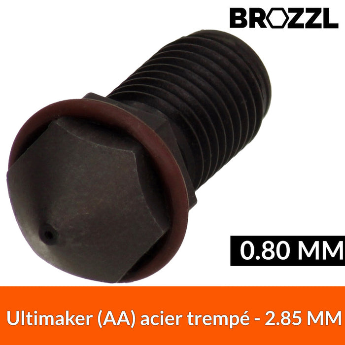 Buse BROZZL compatible Print core AA Ultimaker 3 - acier trempé 0.80 MM