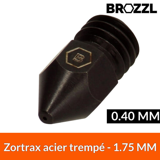 Buse compatible Zortrax M-Series 1.75 mm 0.40 mm acier trempé - Brozzl