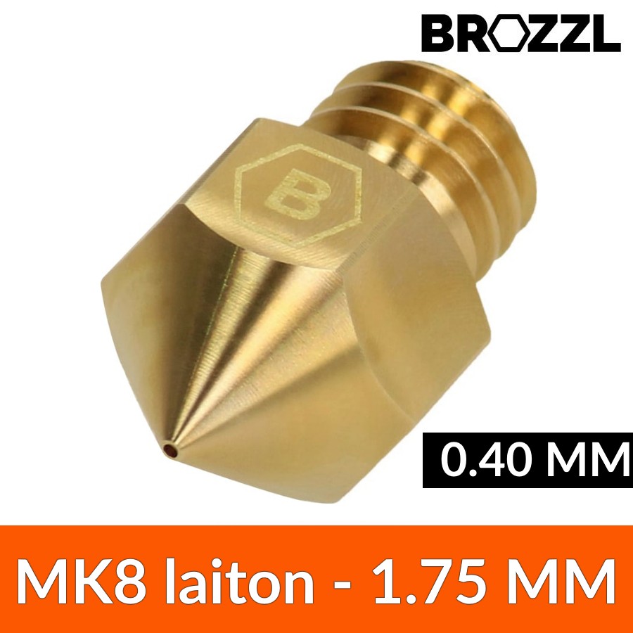 Buse MK8 Brozzl Laiton 1.75 mm - 0.40 mm — Filimprimante3D