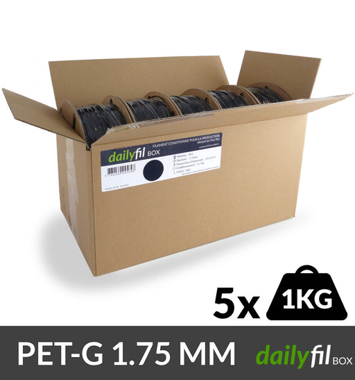Dailyfil BOX : PET-G 1.75 mm Noir dailyfil - 5 bobines x1kg