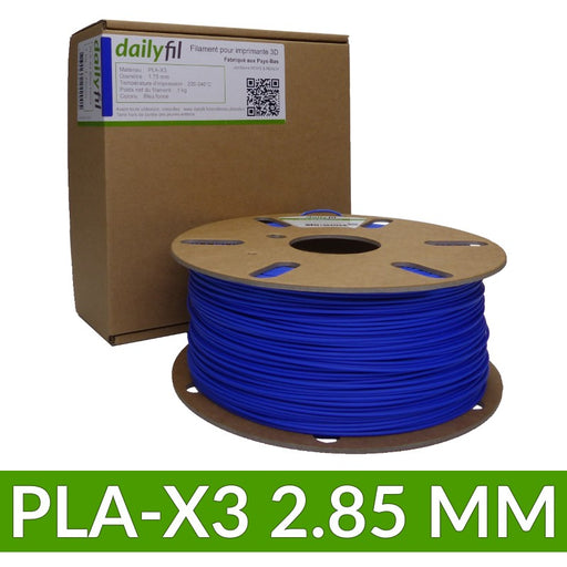 Fil 3D dailyfil : PLA X3 bleu foncé 2.85 mm 1KG