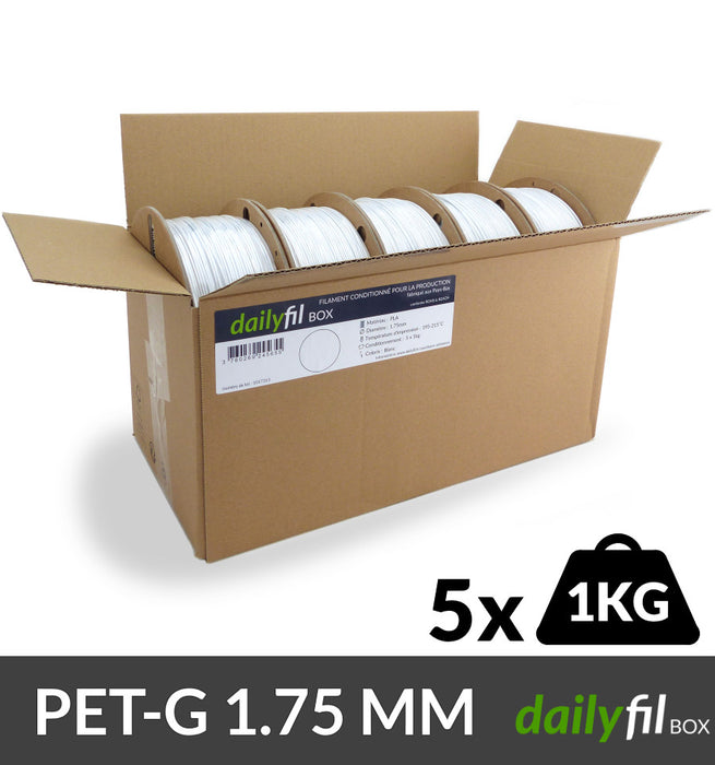 Fil PET-G 1.75 mm blanc dailyfil - 5 x1kg dailyfil BOX