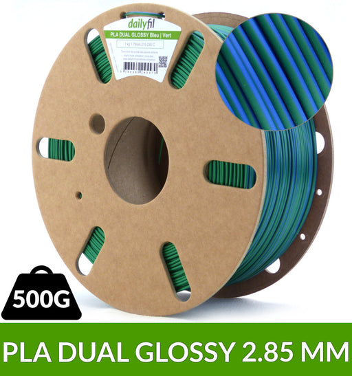 Fil PLA DUAL GLOSSY 2.85 mm dailyfil 500g : Bleu | Vert