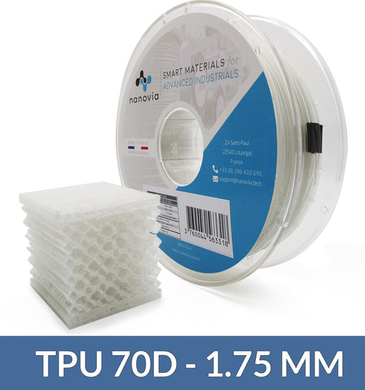 Filament 1.75 mm TPU 70D Naturel Nanovia - 500g