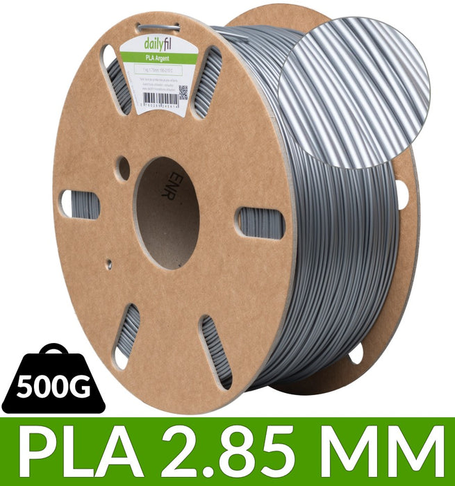 Filament 2.85 mm dailyfil : PLA argent 500g