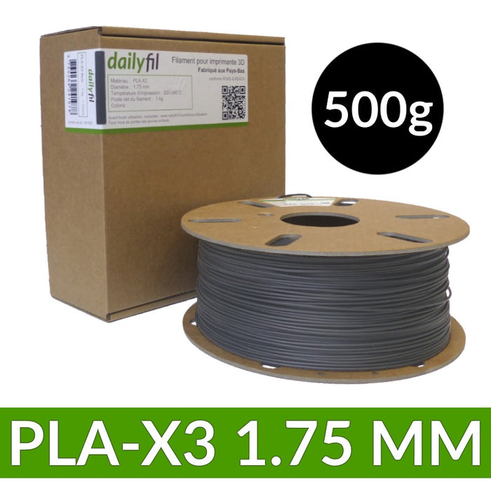 Filament 3D dailyfil : PLA-X3 1.75 mm gris foncé - 500g