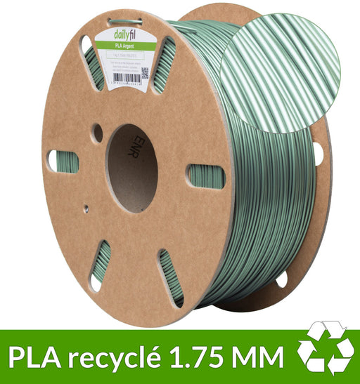 Filament 3D PLA recyclé 1.75mm argent 1kg dailyfil