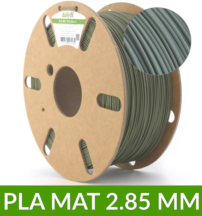 Filament Mat PLA 2.85 mm gris foncé olive 1kg - dailyfil