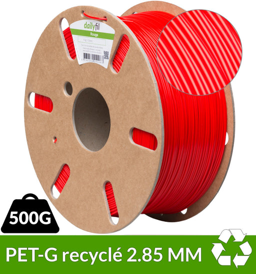 Filament PET Reyclé : 2.85 mm rouge 500g dailyfil