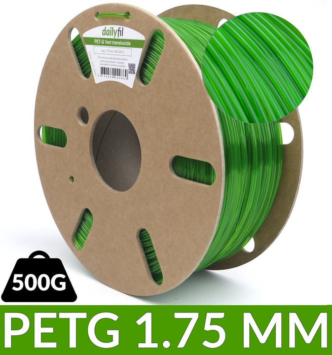Filament PETG 500G vert tranlucide 1.75mm - dailyfil