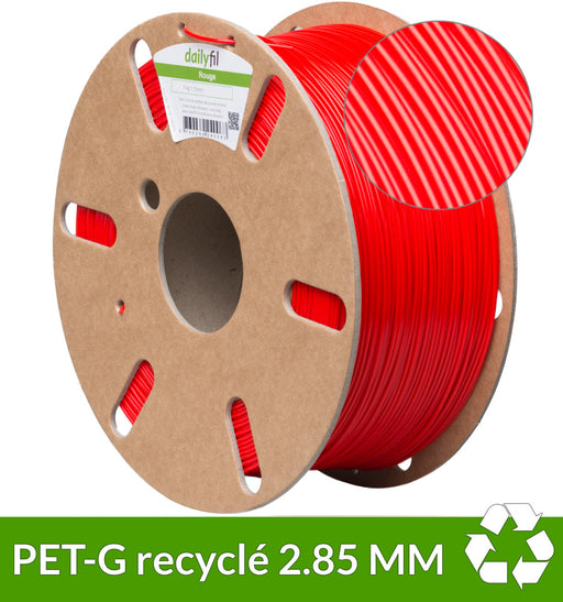Filament PETG rouge 2.85 mm recyclé - dailyfil 1 kg
