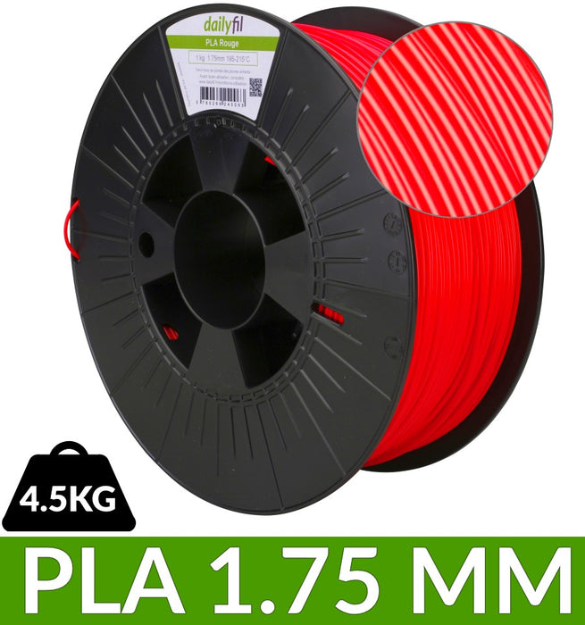 Filament PLA 1.75mm rouge dailyfil -  4,5kg