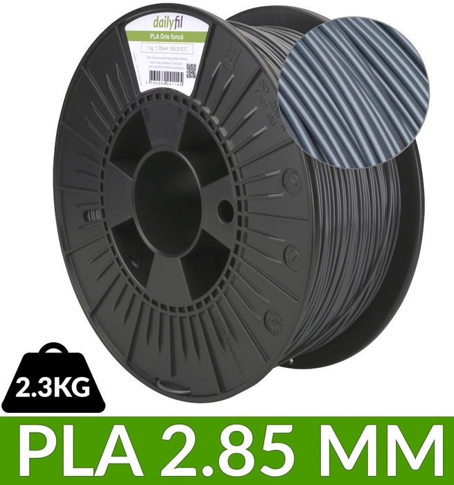 Filament PLA 2.85 mm gris foncé 2.3 kg dailyfil