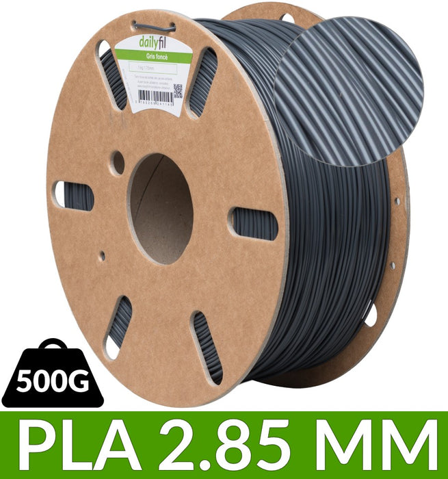 Filament PLA 2.85 mm gris foncé 500g dailyfil