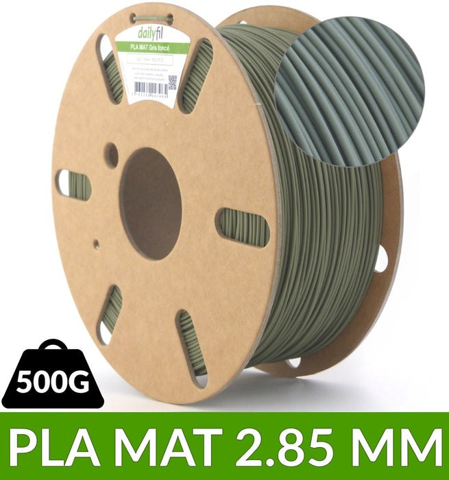 Filament PLA au rendu mat 2.85mm gris foncé olive dailyfil 0.5kg
