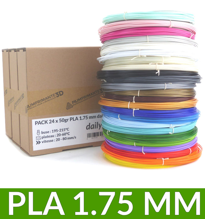 Pack 24 x 50g toutes couleurs dailyfil 1.75 mm — Filimprimante3D