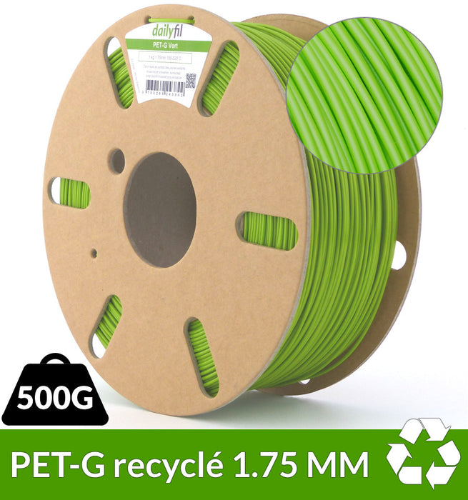 PET-G Recyclé 1.75mm vert pomme dailyfil 500g