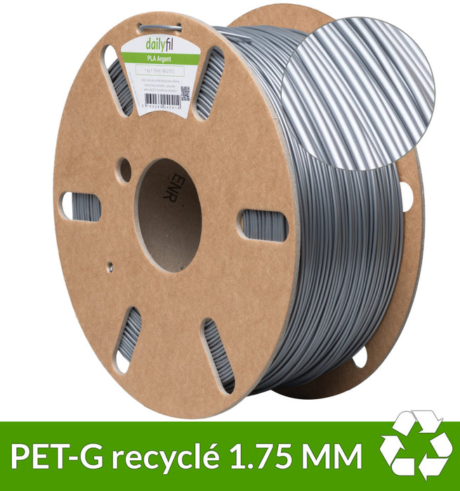 PET-G recyclé argent 1.75 mm - dailyfil 1kg