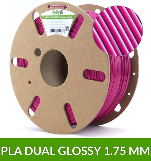 PLA 1.75 mm dailyfil 1kg : DUAL GLOSSY Pourpre | Argent