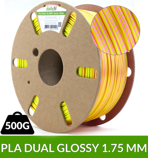 PLA 1.75 mm DUAL GLOSSY dailyfil - Jaune|Rose 1.75 mm - 500g