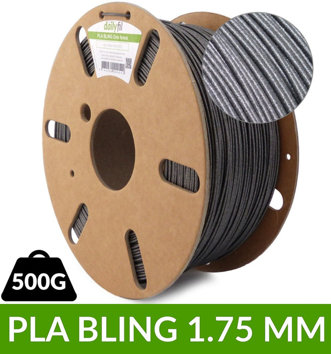 PLA 1.75 mm gris foncé BLING : pailletté - 500g dailyfil